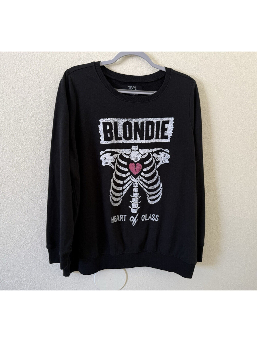 Vinyl Icons Blondie Heart of Glass Sweatshirt Size 1  Skeleton Crewneck Black